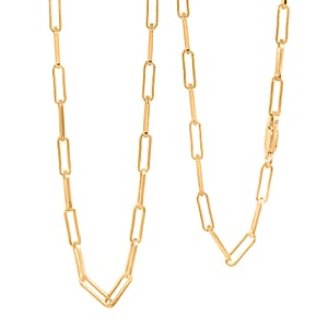 Italian 3mm Paper Clip Chain Necklace in 14K Yellow Gold Over Sterling Silver 8.50 Grams 22 Inches