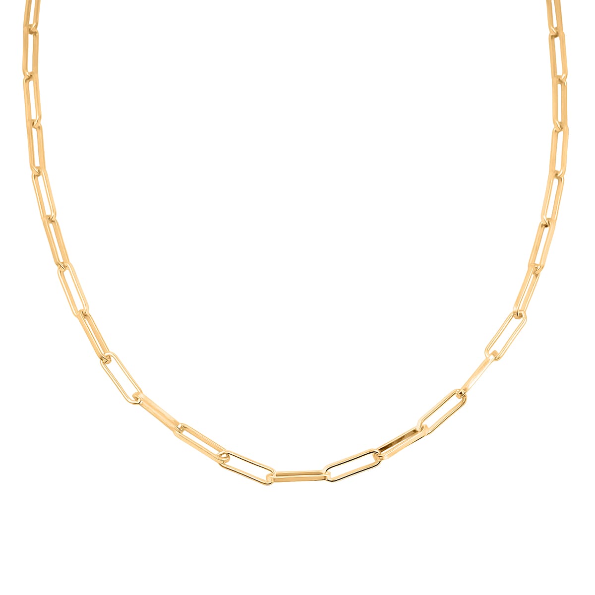 Italian 3mm Paper Clip Chain Necklace in 14K Yellow Gold Over Sterling Silver 8.50 Grams 22 Inches image number 3