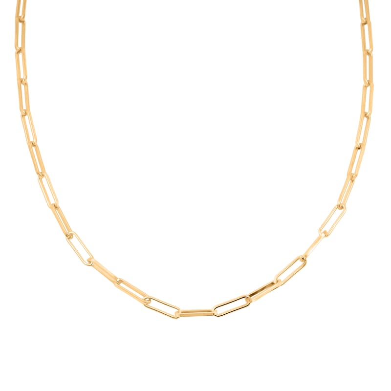 Italian 3mm Paper Clip Chain Necklace in 14K Yellow Gold Over Sterling Silver 8.50 Grams 22 Inches