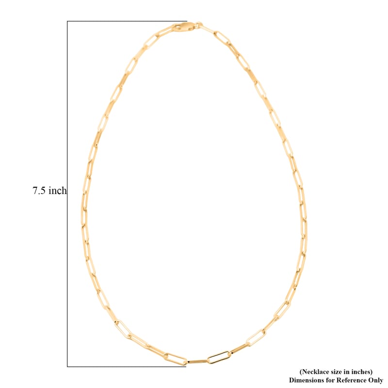 Italian 3mm Paper Clip Chain Necklace in 14K Yellow Gold Over Sterling Silver 8.50 Grams 22 Inches