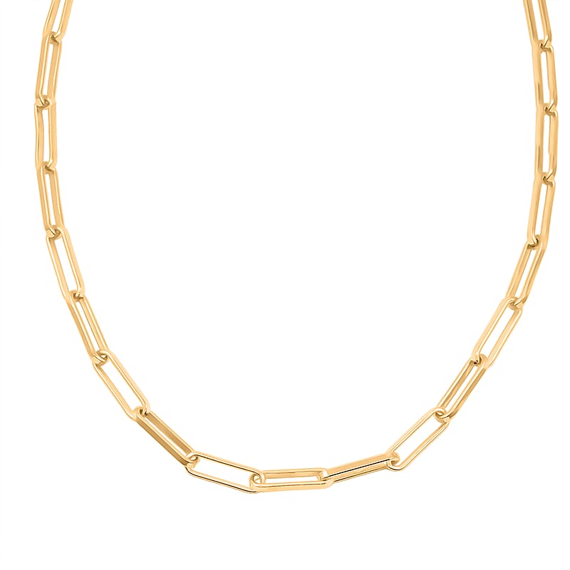 Italian 4.20mm Paper Clip Chain Necklace in 14K YG Over Sterling Silver 17.2 Grams 22 Inches