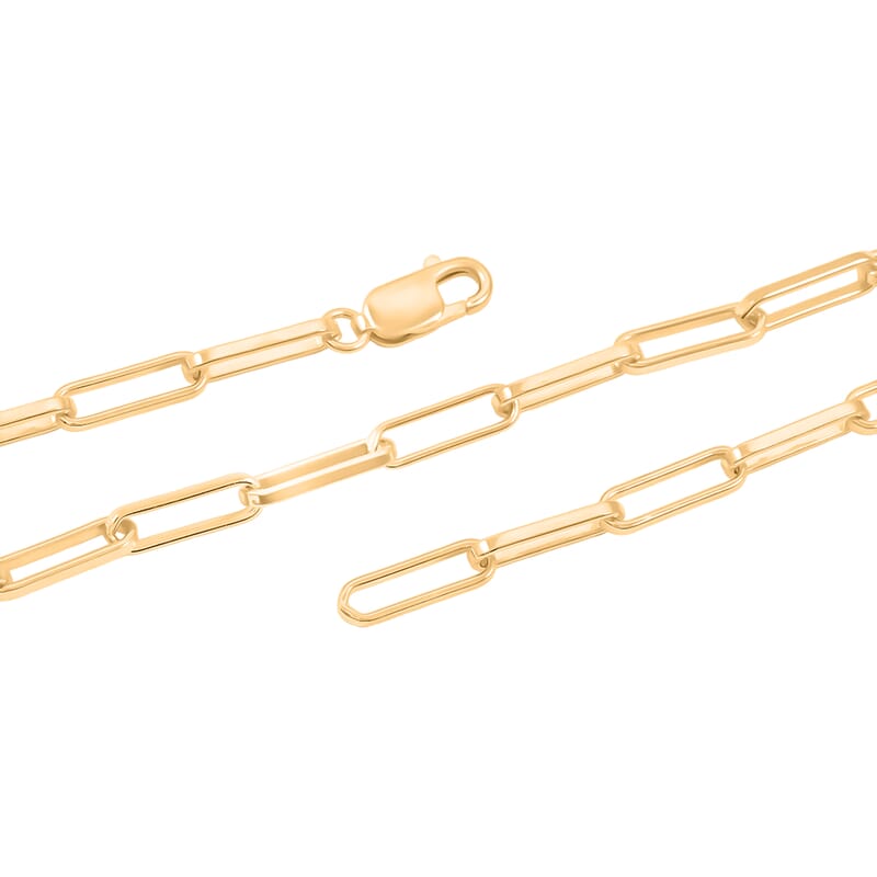 Italian 4.20mm Paper Clip Chain Necklace in 14K YG Over Sterling Silver 17.2 Grams 22 Inches