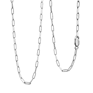 Italian Rhodium Over Sterling Silver 2.20mm Paper Clip Chain Necklace (16 Inches) (3.60 g)