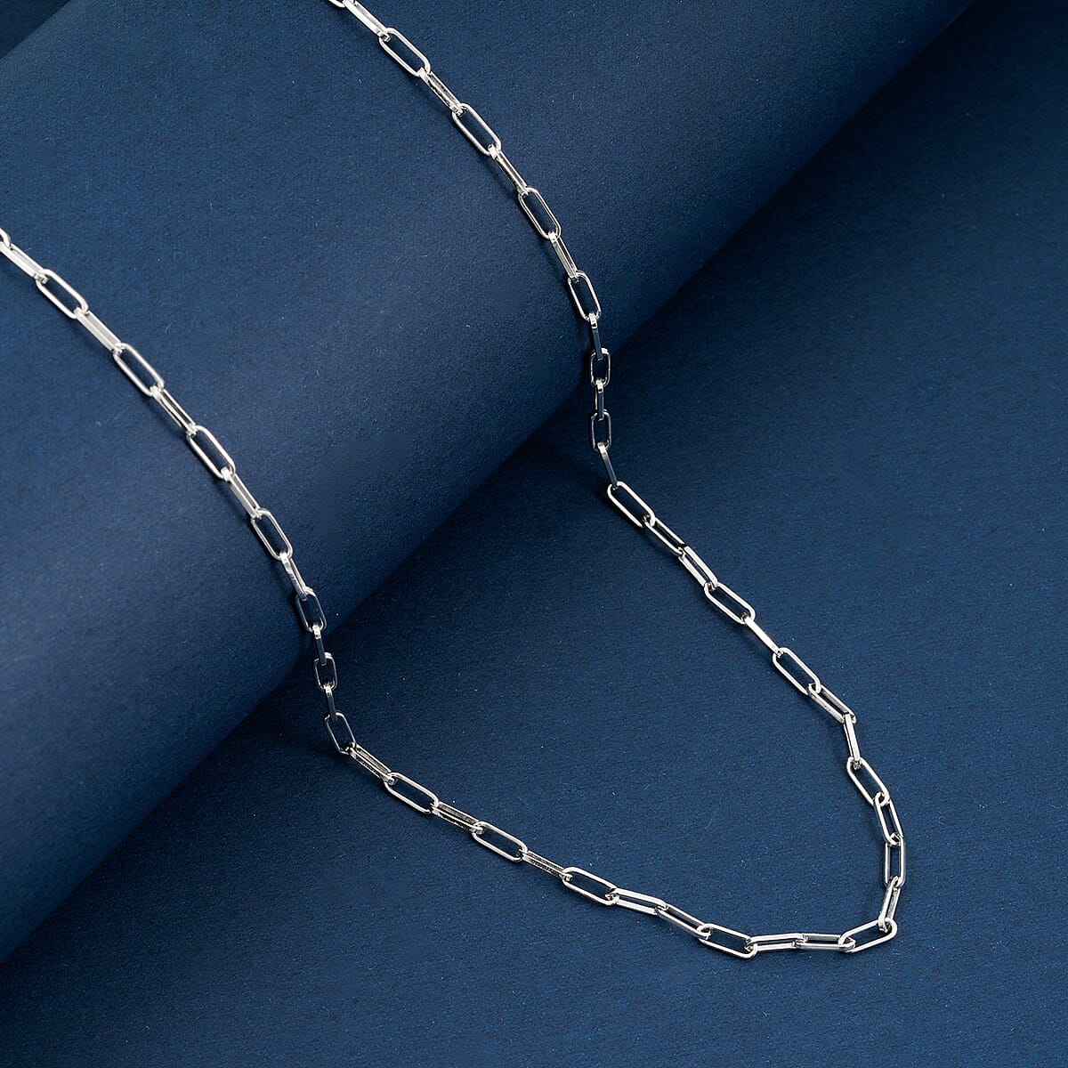 Italian Rhodium Over Sterling Silver 2.20mm Paper Clip Chain Necklace (16 Inches) (3.60 g) image number 1