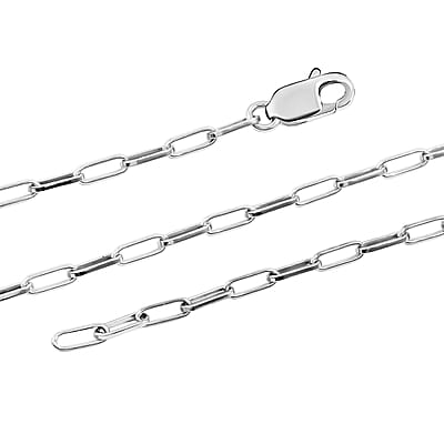 Italian Rhodium Over Sterling Silver 2.20mm Paper Clip Chain Necklace (18 Inches) (4 g)