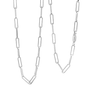 Italian Rhodium Over Sterling Silver 4.31mm Paperclip Chain Necklace (18 Inches) (13.9 g)