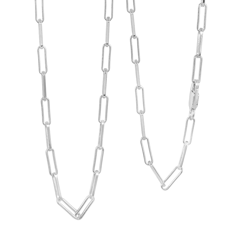 Italian Rhodium Over Sterling Silver 4.31mm Paperclip Chain Necklace (18 Inches) (13.9 g)
