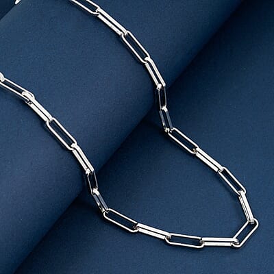Italian Rhodium Over Sterling Silver 4.31mm Paperclip Chain Necklace (18 Inches) (13.9 g)