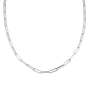 Italian Rhodium Over Sterling Silver 4.31mm Paperclip Chain Necklace (18 Inches) (13.9 g)