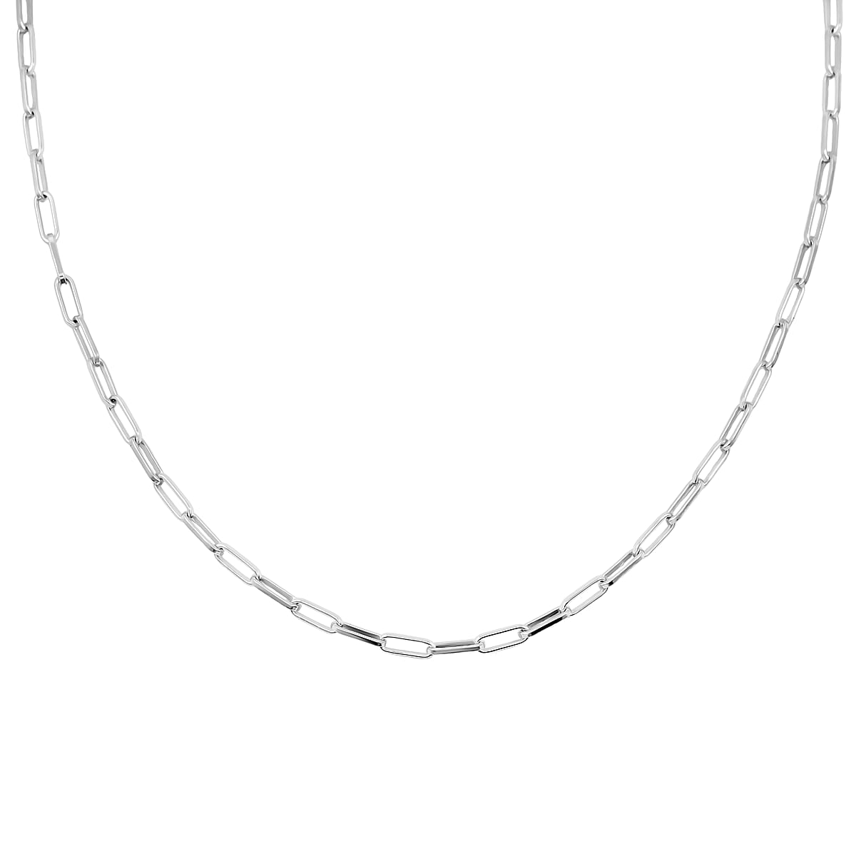 Italian Rhodium Over Sterling Silver 2.20mm Paper Clip Chain Necklace (20 Inches) (4.40 g) image number 3