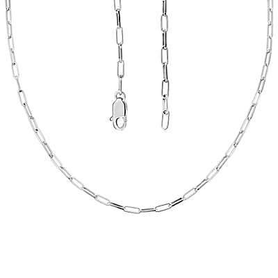 Italian Rhodium Over Sterling Silver 2.20mm Paper Clip Chain Necklace (20 Inches) (4.40 g)
