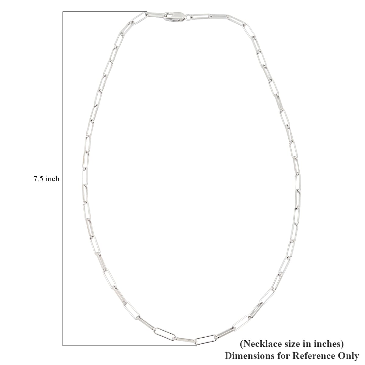 Italian 3mm Paper Clip Chain Necklace in Rhodium Over Sterling Silver 7.75 Grams 20 Inches image number 6