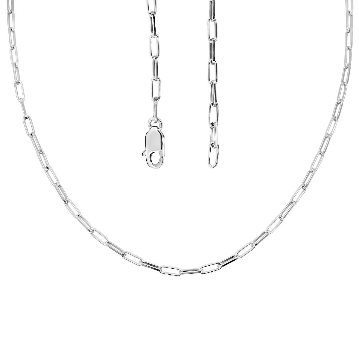 Italian Rhodium Over Sterling Silver 2.20mm Paper Clip Chain Necklace (22 Inches) (4.90 g) image number 4