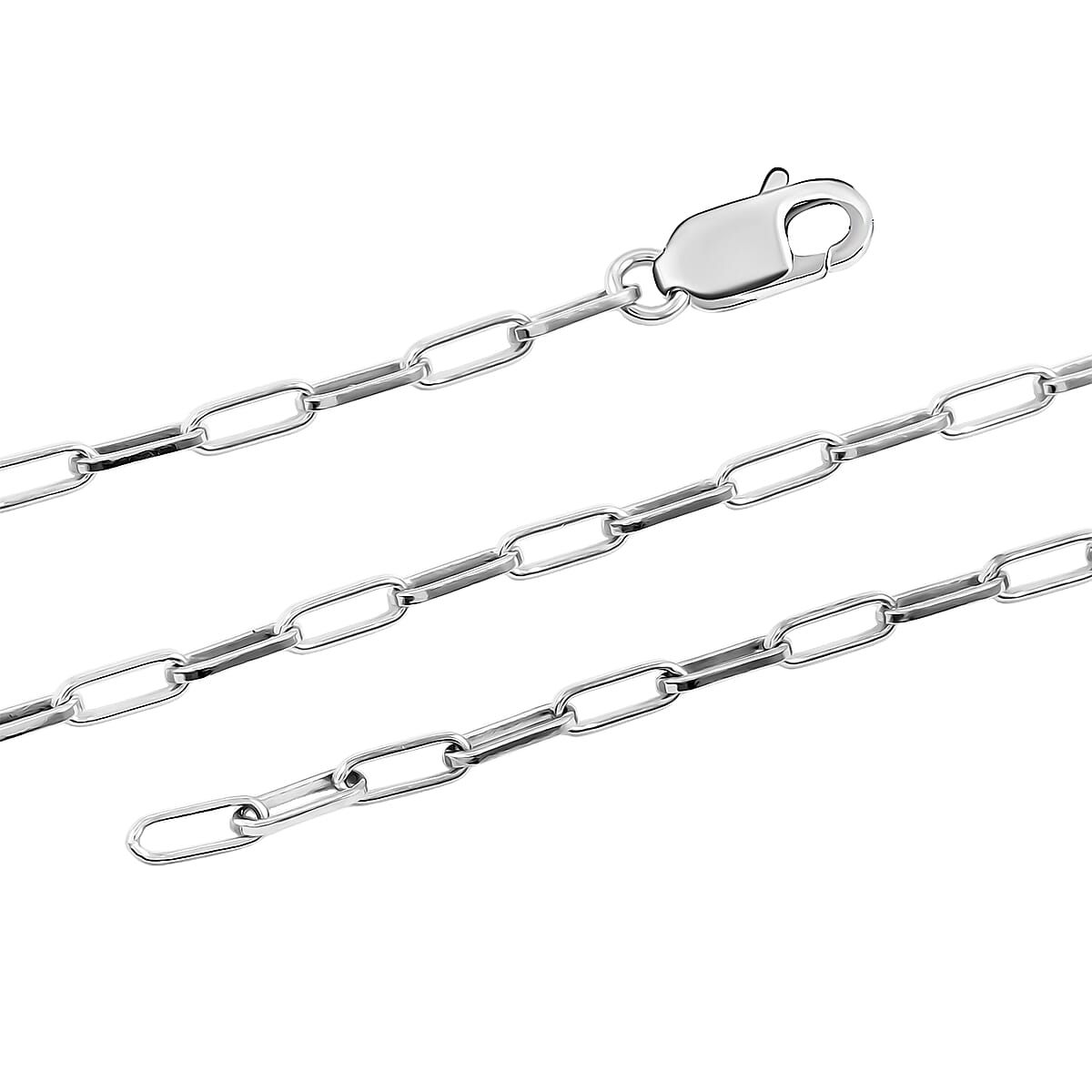 Italian Rhodium Over Sterling Silver 2.20mm Paper Clip Chain Necklace (22 Inches) (4.90 g) image number 5