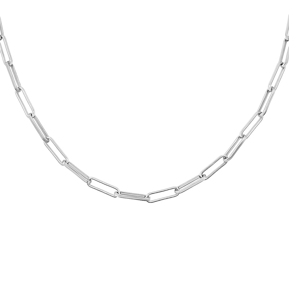 Italian 3mm Paper Clip Chain Necklace in Rhodium Over Sterling Silver 8.5 Grams 22 Inches image number 3