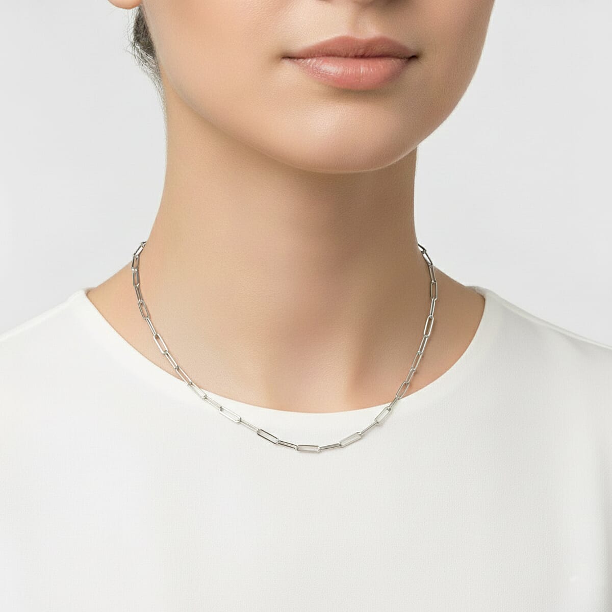 Italian Rhodium Over Sterling Silver 4.31mm Paperclip Chain Necklace (22 Inches) (17.25 g) image number 2