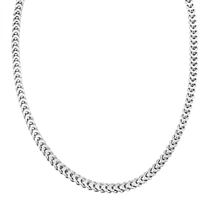 Italian Rhodium Over Sterling Silver Square Wheat 4.45mm Necklace (22 Inches) (24.3 g)