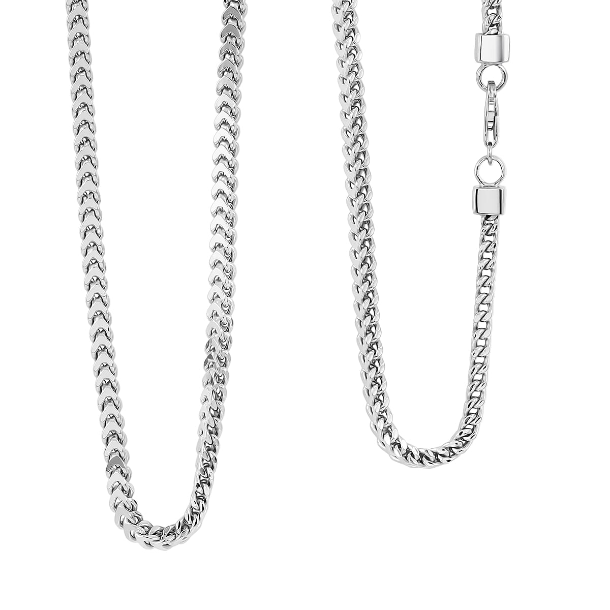 Italian 3.50 Square Wheat Chain Necklace in Rhodium Over Sterling Silver 18.6 Grams 24 Inches image number 0