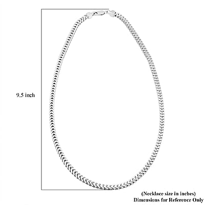 Italian Rhodium Over Sterling Silver Square Wheat 4.45mm Necklace (26 Inches) (28.5 g)