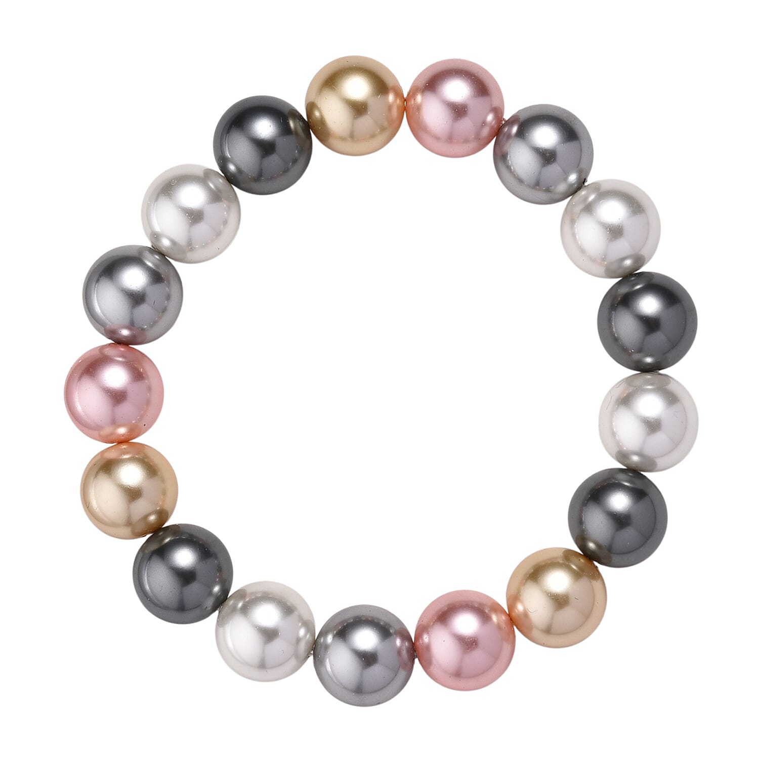  Multi Color Shell Pearl Stretch Bracelet 