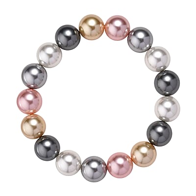  Multi Color Shell Pearl Stretch Bracelet 