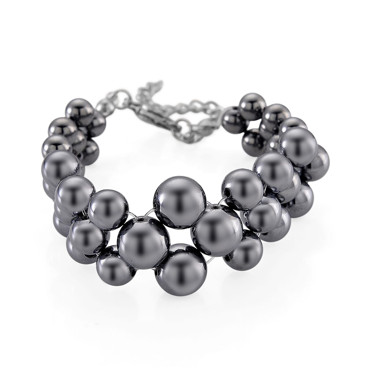 Doorbuster Terahertz 100.00 ctw Beaded Bubble Bracelet in Stainless Steel (7.5-9.5In) image number 0