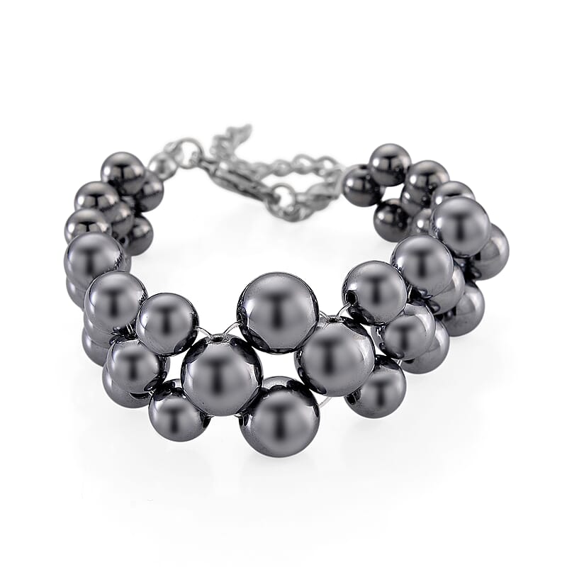 Terahertz 100.00 ctw Beaded Bubble Bracelet in Stainless Steel (7.5-9.5In)