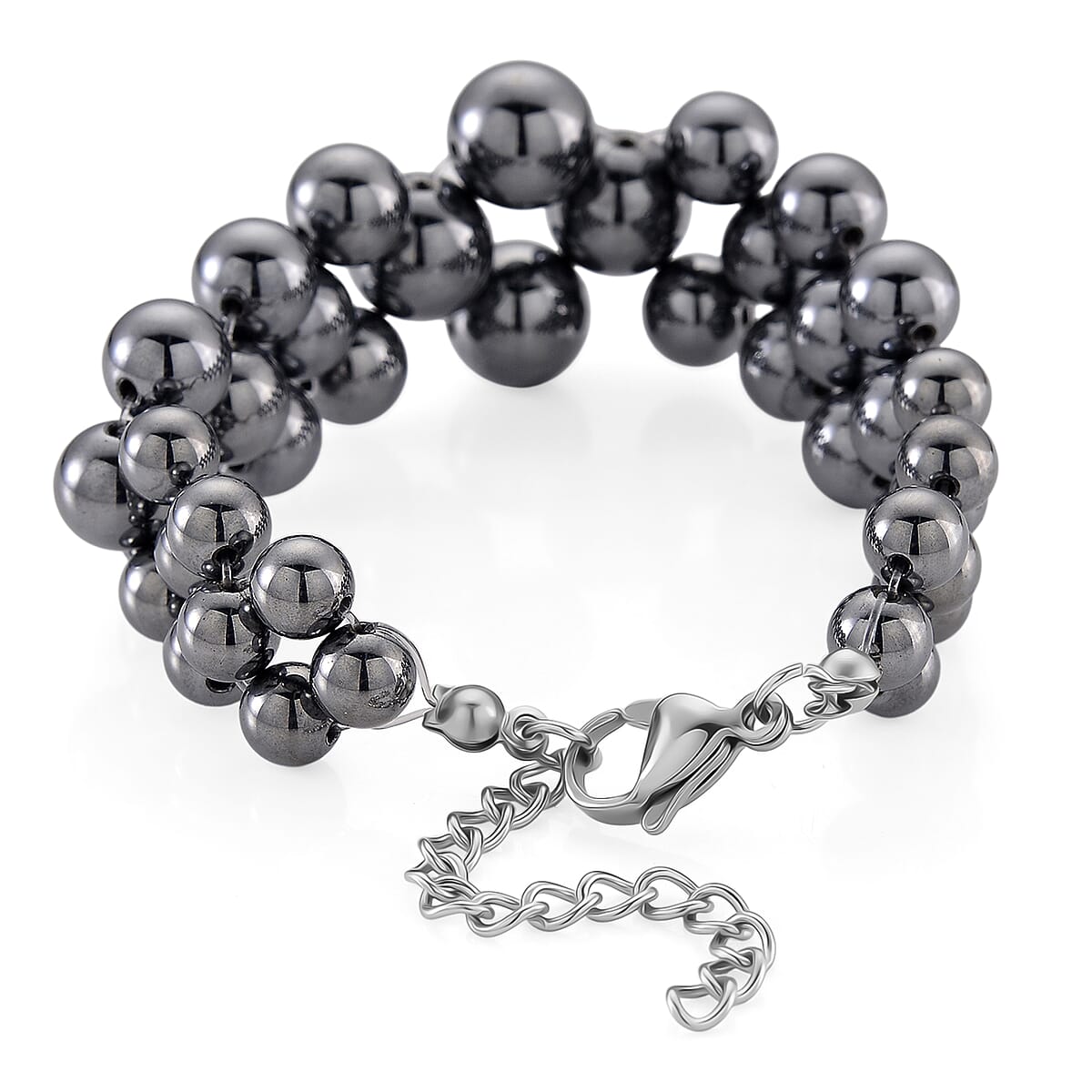 Doorbuster Terahertz 100.00 ctw Beaded Bubble Bracelet in Stainless Steel (7.5-9.5In) image number 3