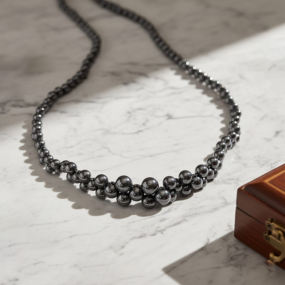 Doorbuster Terahertz 200.00 ctw Beaded Bubble Choker Necklace in Stainless Steel 16-20 Inches image number 1