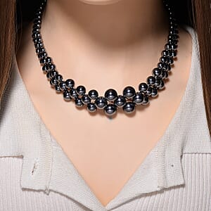 Doorbuster Terahertz 200.00 ctw Beaded Bubble Choker Necklace in Stainless Steel 16-20 Inches