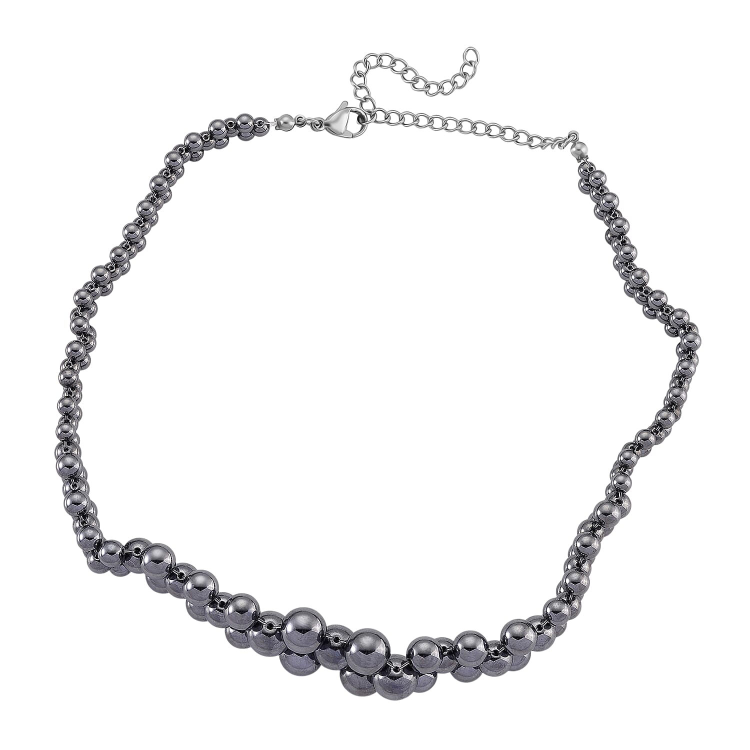 Terahertz 200.00 ctw Beaded Bubble Choker Necklace in Stainless Steel 16-20 Inches