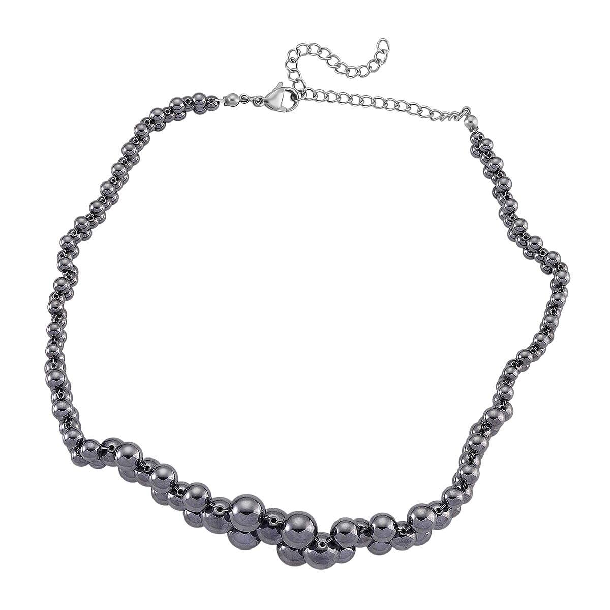Doorbuster Terahertz 200.00 ctw Beaded Bubble Choker Necklace in Stainless Steel 16-20 Inches image number 3
