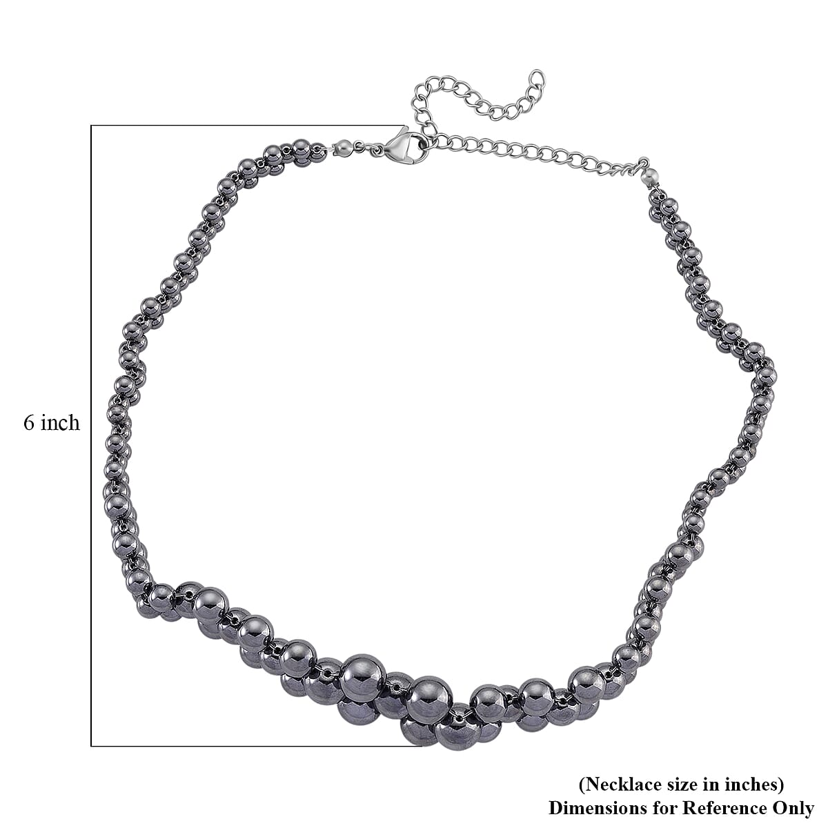 Doorbuster Terahertz 200.00 ctw Beaded Bubble Choker Necklace in Stainless Steel 16-20 Inches image number 6