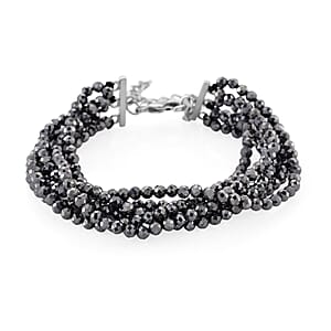 Doorbuster Terahertz 60.00 ctw Beaded Multi Row Bracelet in Silvertone and Stainless Steel (7-9In)