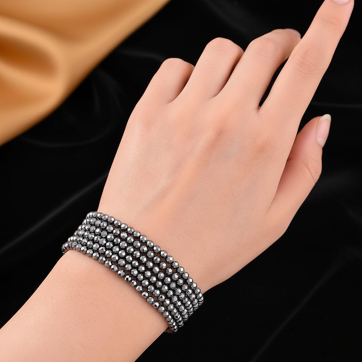 Doorbuster Terahertz 60.00 ctw Beaded Multi Row Bracelet in Silvertone and Stainless Steel (7-9In) image number 2