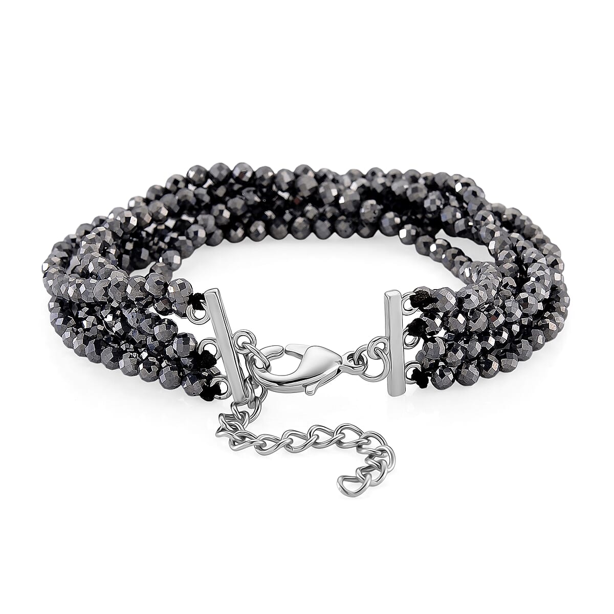 Doorbuster Terahertz 60.00 ctw Beaded Multi Row Bracelet in Silvertone and Stainless Steel (7-9In) image number 3