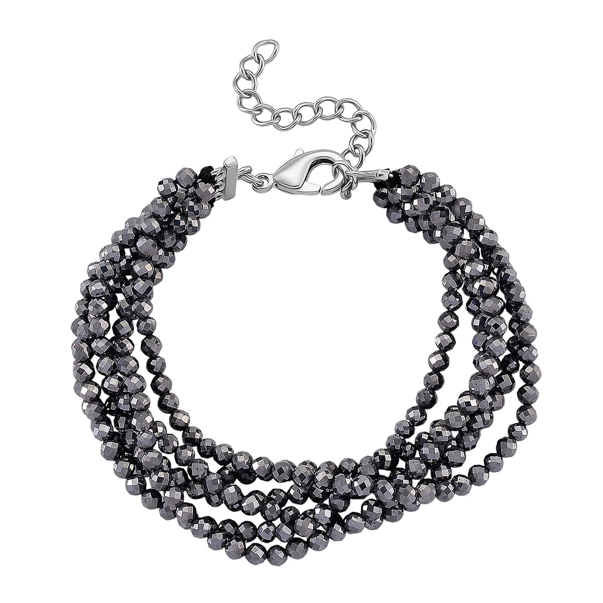 Doorbuster Terahertz 60.00 ctw Beaded Multi Row Bracelet in Silvertone and Stainless Steel (7-9In) image number 4