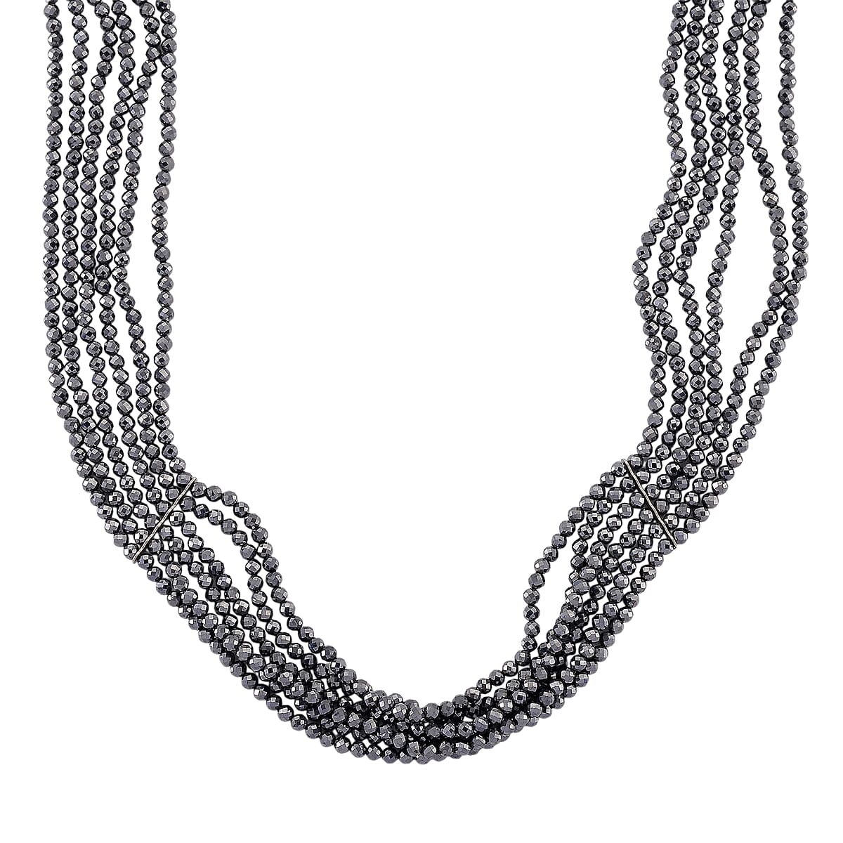 Doorbuster Terahertz 150.00 ctw Beaded Multi Row Necklace in Silvertone and Stainless Steel 16-20 Inches image number 0