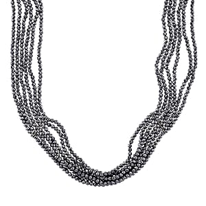 Doorbuster Terahertz 150.00 ctw Beaded Multi Row Necklace in Silvertone and Stainless Steel 16-20 Inches