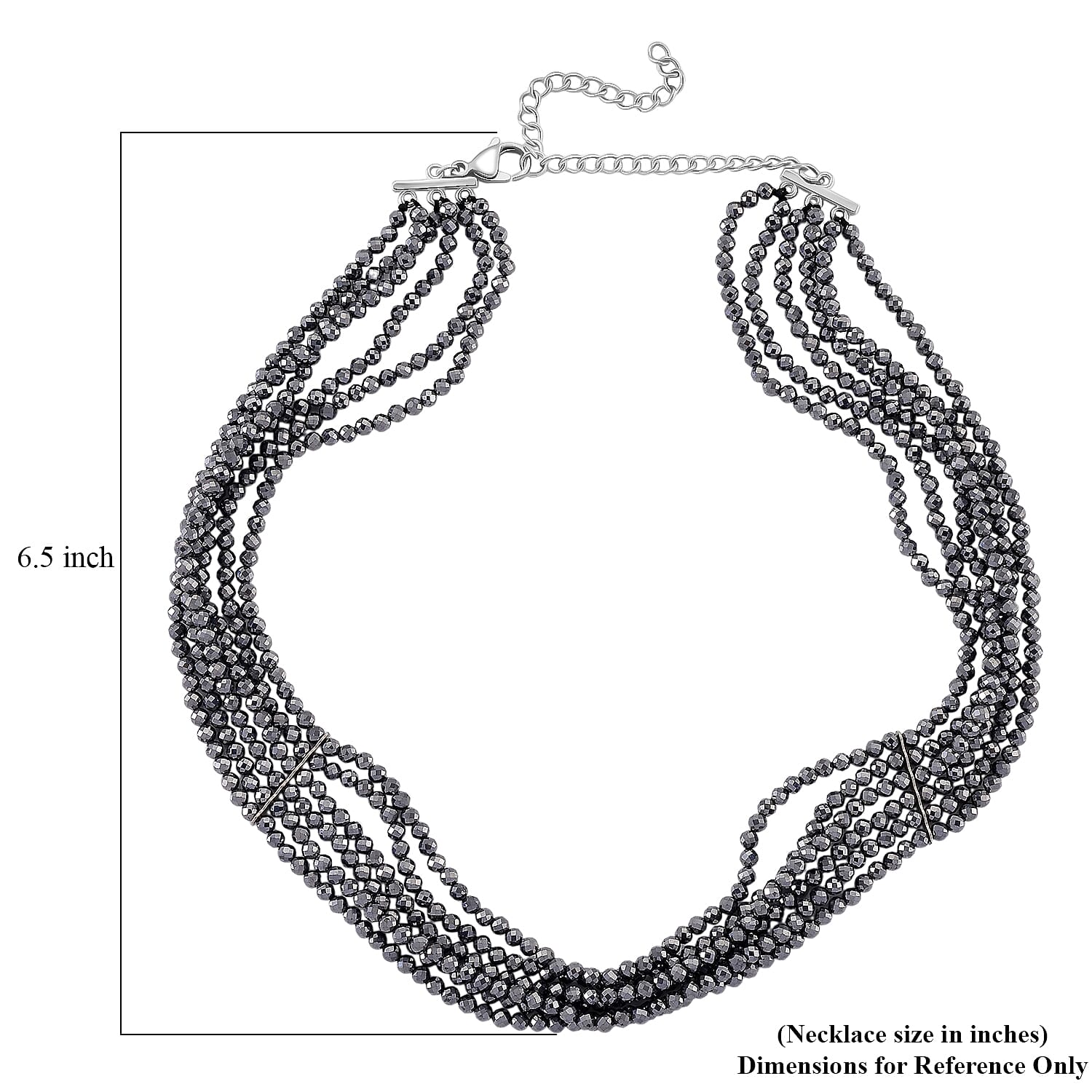 Terahertz 150.00 ctw Beaded Multi Row Necklace in Silvertone and Stainless Steel 16-20 Inches