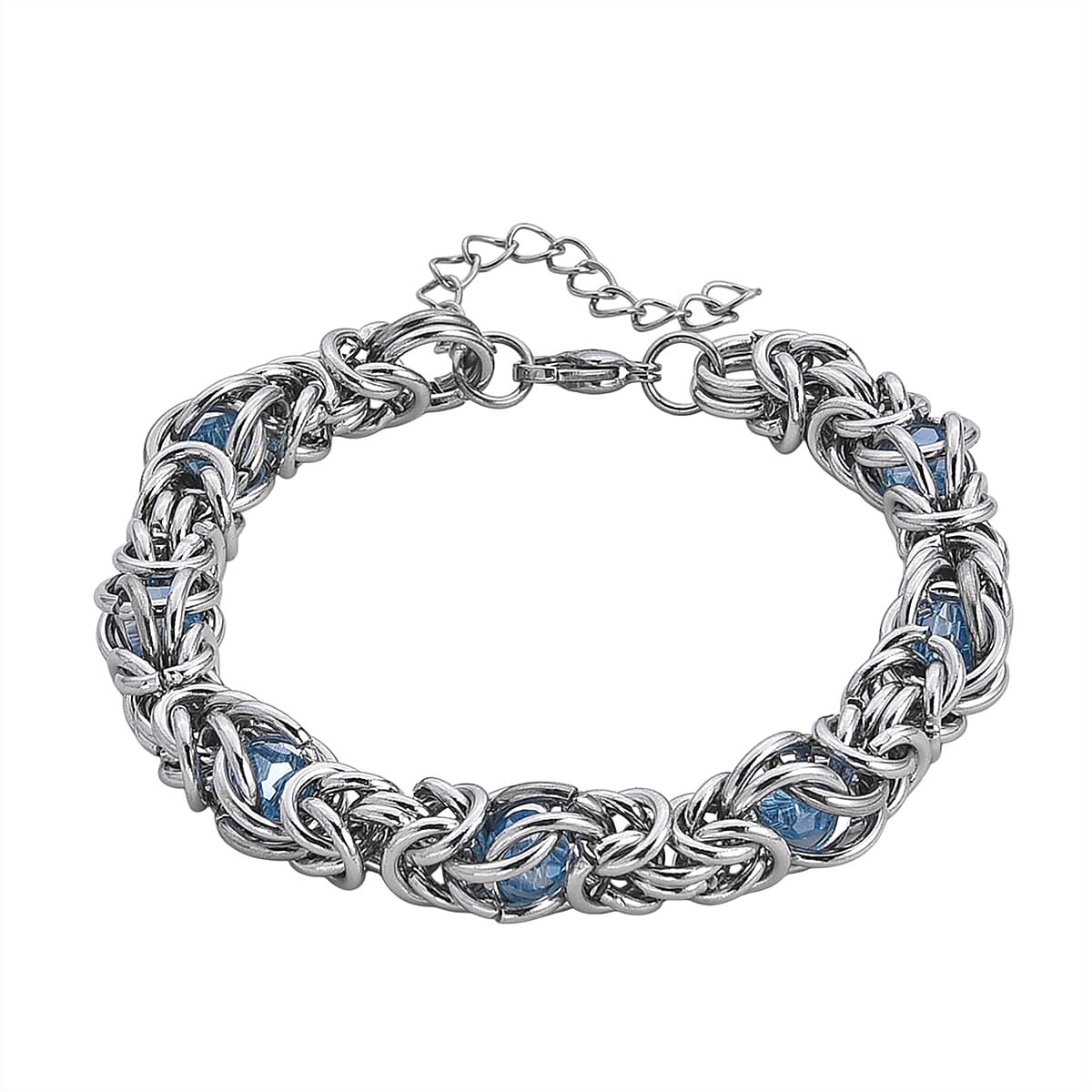 Blue Magic Color Glass Bracelet in Stainless Steel (8-10In) image number 0