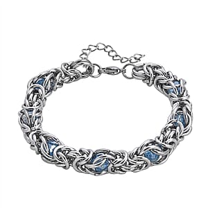 Blue Mystic Color Glass Bracelet in Stainless Steel (8-10In)