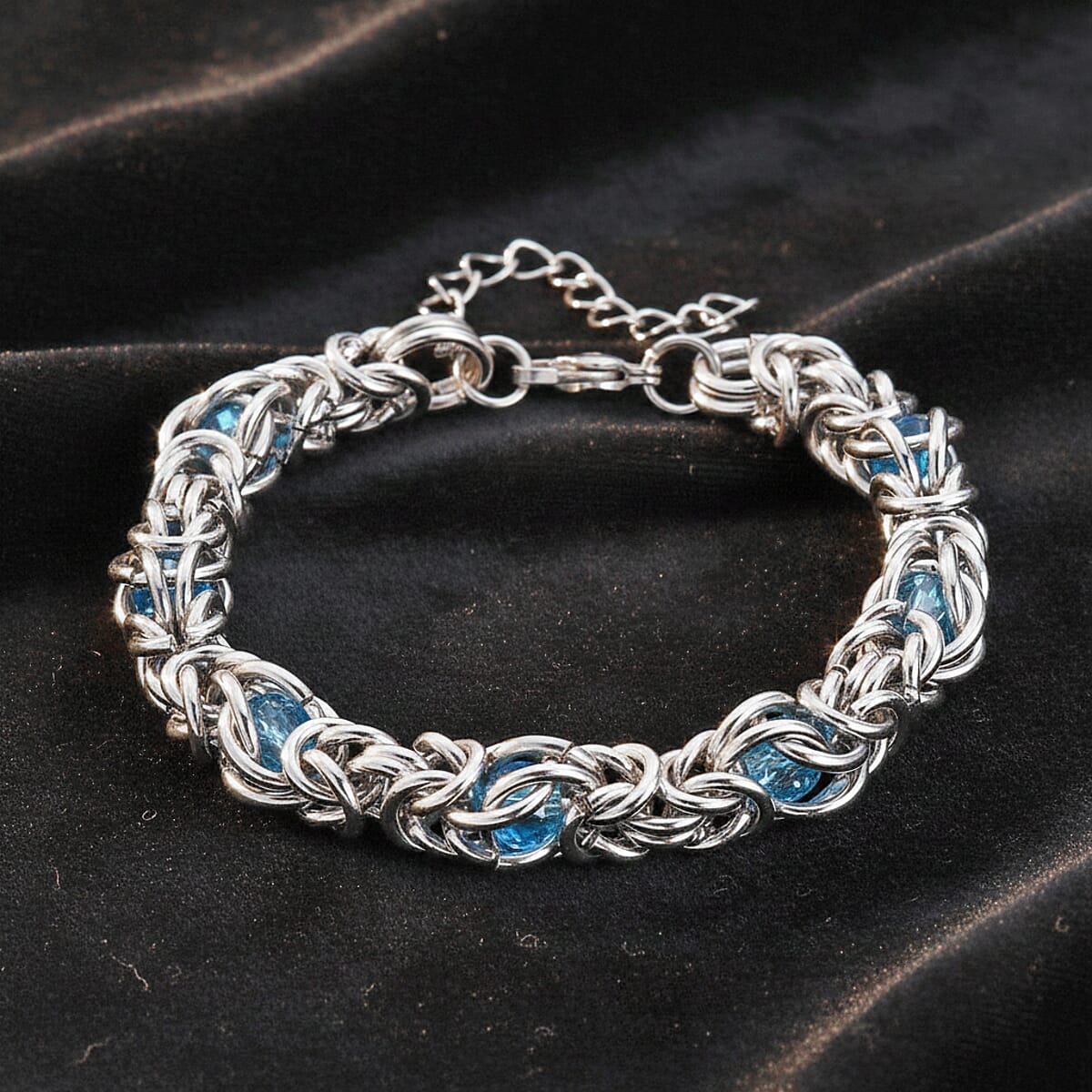 Blue Magic Color Glass Bracelet in Stainless Steel (8-10In) image number 1