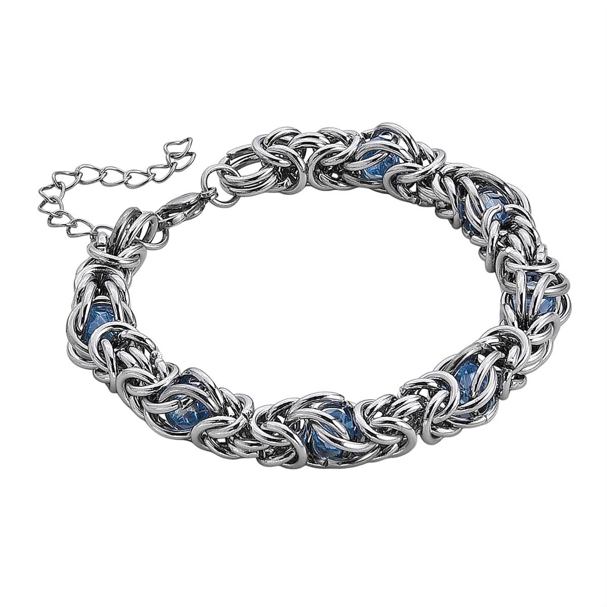 Blue Magic Color Glass Bracelet in Stainless Steel (8-10In) image number 3