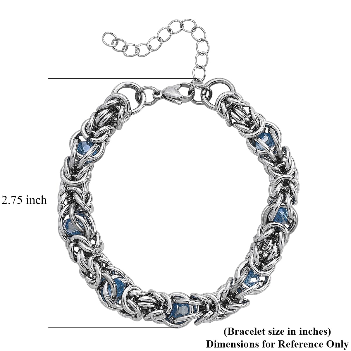Blue Magic Color Glass Bracelet in Stainless Steel (8-10In) image number 5