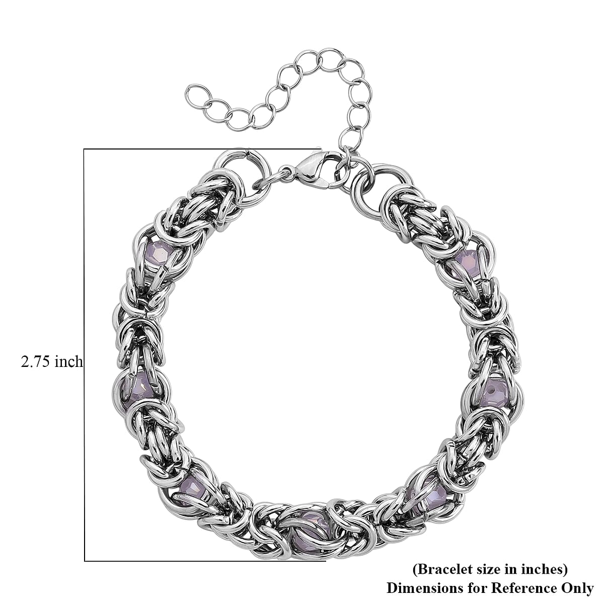 Pink Mystic Color Glass Bracelet in Stainless Steel (8-10In) image number 5