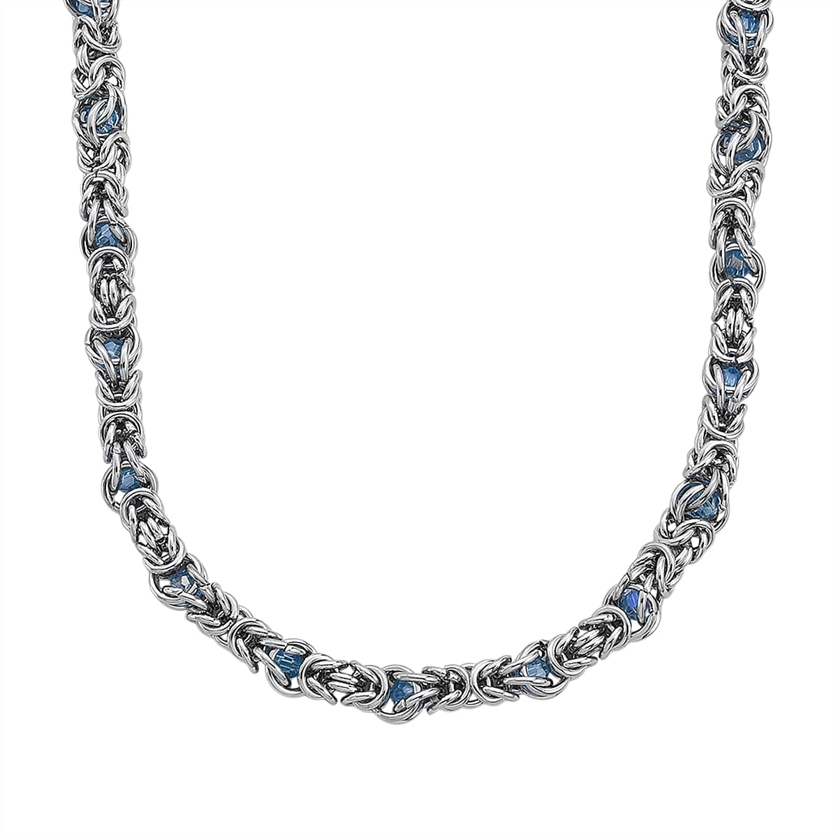 Blue Magic Color Glass Necklace (20-22 Inches) in Stainless Steel image number 0
