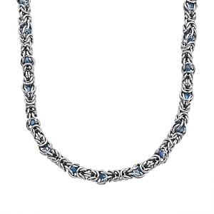 Blue Magic Color Glass Necklace in Stainless Steel 20-22 Inches