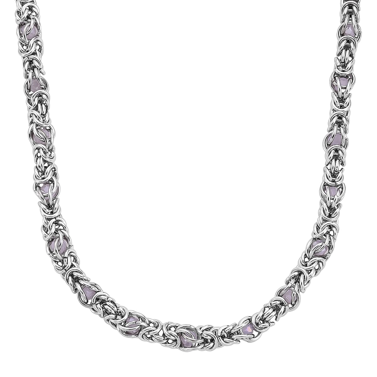 Pink Magic Color Glass Necklace in Stainless Steel 20-22 Inches image number 0