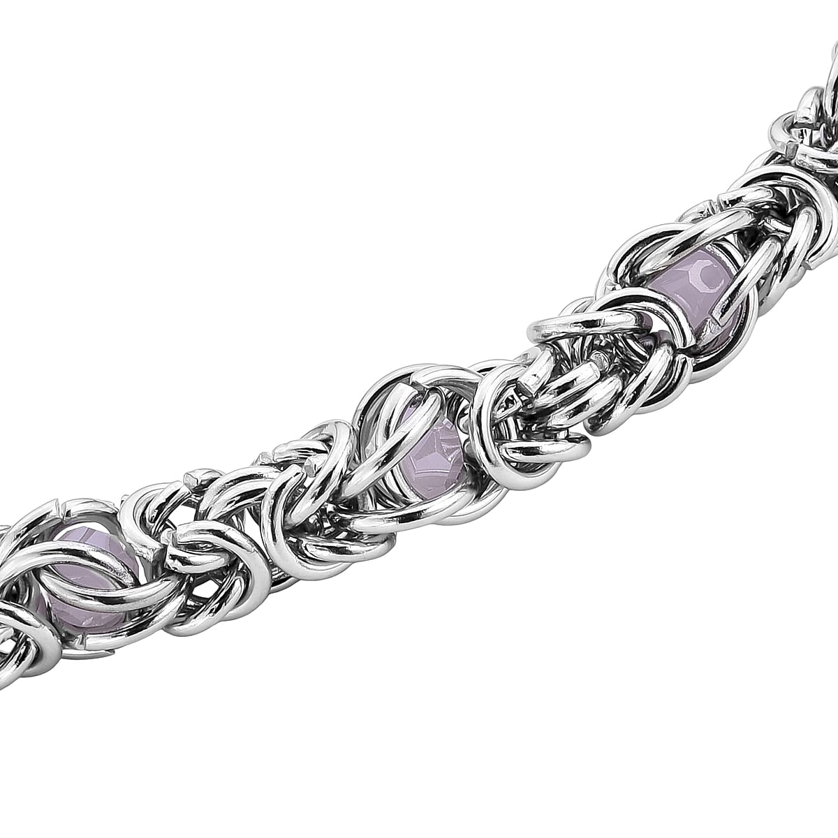 Pink Magic Color Glass Necklace in Stainless Steel 20-22 Inches image number 4